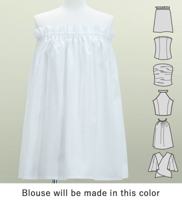 Hula Blouse & Pa'u Set-Up with Hawaiian Leaf Print / Luxury Collection / White / J3311wh