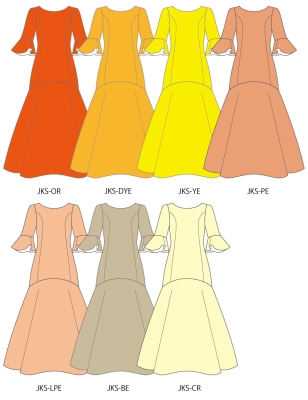 Custom Frilled Sleeve Long Dress / JC100-solid