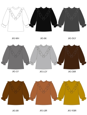 Custom Yoke Frill Blouse with Shantung / JC101-solid