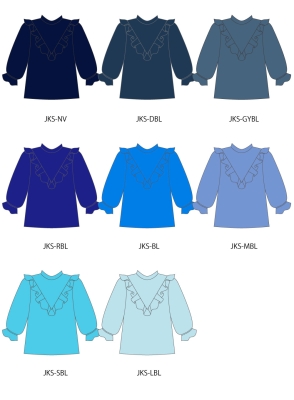Custom Yoke Frill Blouse with Shantung / JC101-solid