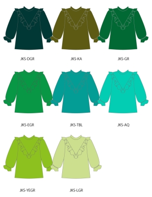 Custom Yoke Frill Blouse with Shantung / JC101-solid
