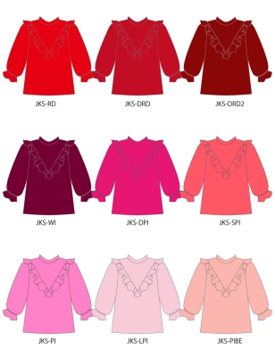 Custom Yoke Frill Blouse with Shantung / JC101-solid