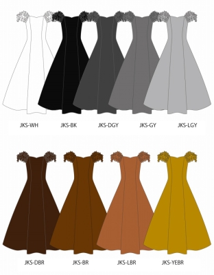Custom Long Dress With 3gather Frill Puff Sleeves / JC107-solid