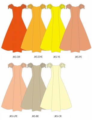 Custom Long Dress With 3gather Frill Puff Sleeves / JC107-solid