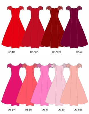 Custom Long Dress With 3gather Frill Puff Sleeves / JC107-solid