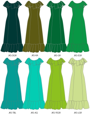 Custom Koshibo Frill Dress / JC118-solid