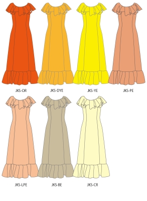 Custom Koshibo Frill Dress / JC118-solid