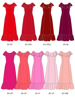 Custom Koshibo Frill Dress / JC118-solid