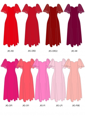 Kids Custom Frill Sleeve Long Dress / JCp23-solid