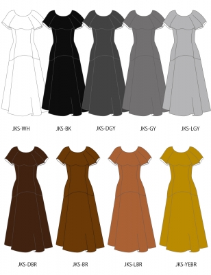 Kids Custom ruffled collar Long Dress / JCp28-solid