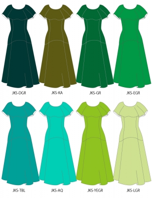 Kids Custom ruffled collar Long Dress / JCp28-solid