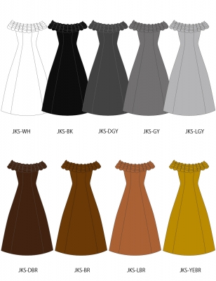 Kids Long Off Shoulder Dress / JCp43-solid