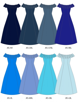 Kids Long Off Shoulder Dress / JCp43-solid
