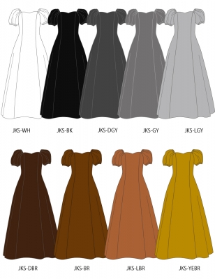 Kids Custom Puff Sleeve Long Dress / JCp75-solid