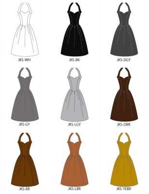 Custom Midi Halterneck Dress  / JC57-solid