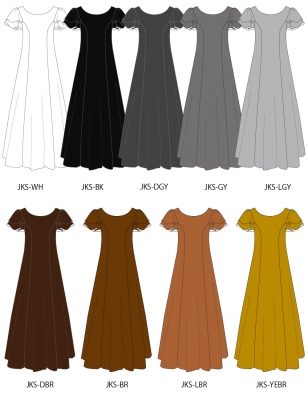 Kids Custom Double Flare Sleeves Long Dress / JCp84-solid
