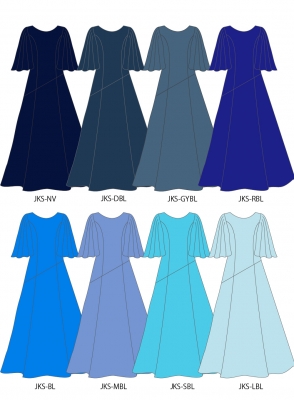 Custom Half Sleeve Long Dress / JC78-solid