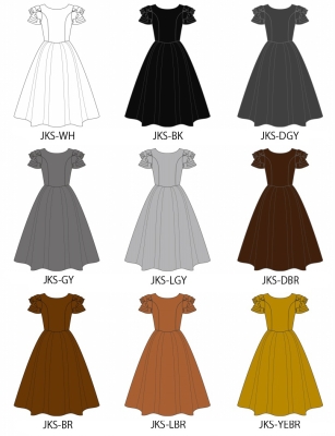 Kids Custom 3-tiered frilled sleeves Midi Dress / JCp92-solid