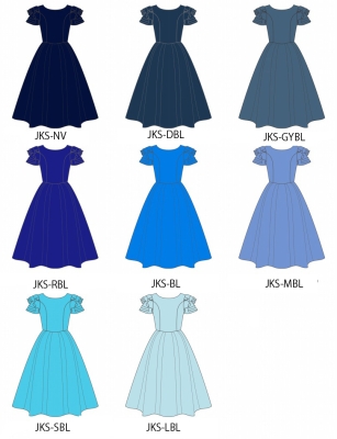Kids Custom 3-tiered frilled sleeves Midi Dress / JCp92-solid