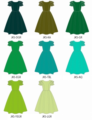 Kids Custom 3-tiered frilled sleeves Midi Dress / JCp92-solid