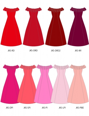 Kids Long Off Shoulder Dress / JCp43-solid