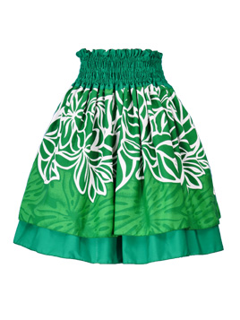 Hula Kids Double & Reversible Pau Skirt / Green / Gp14