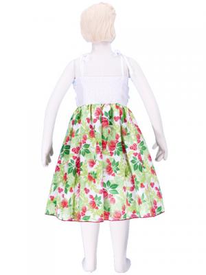 Hula Kids Drape Satin Dress with Lehua Print / White / Gp28wh