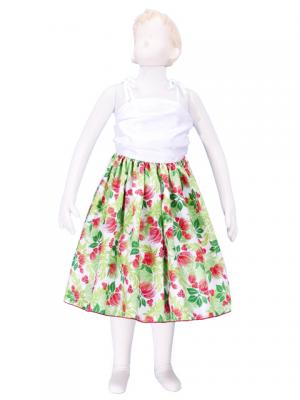Hula Kids Drape Satin Dress with Lehua Print / White / Gp28wh