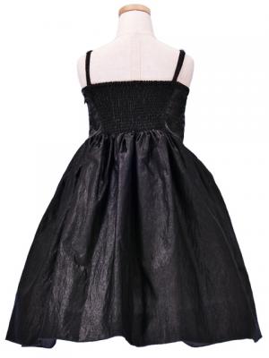 Hula Kids Shantung Dress with Lehua Embroidery / Black / Gp2b