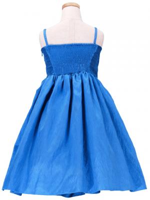 Hula Kids Shantung Dress with Lehua Embroidery / Blue / Gp2bl