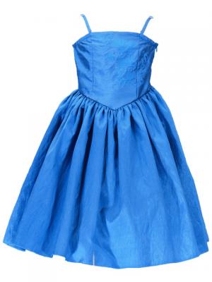 Hula Kids Shantung Dress with Lehua Embroidery / Blue / Gp2bl