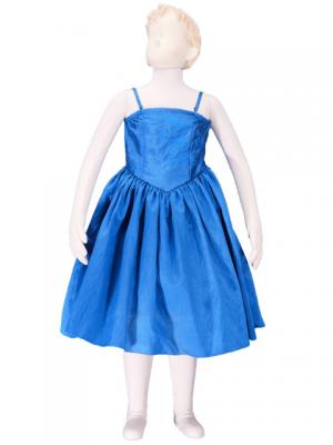 Hula Kids Shantung Dress with Lehua Embroidery / Blue / Gp2bl