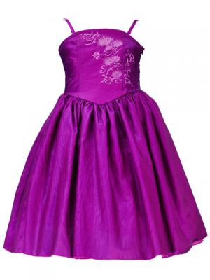 Hula Kids Shantung Dress with Lehua Embroidery / Purple / Gp2p