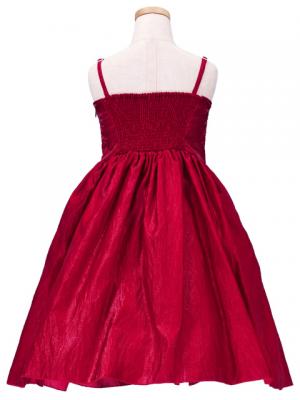 Hula Kids Shantung Dress with Lehua Embroidery / Red / Gp2r