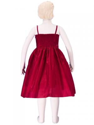 Hula Kids Shantung Dress with Lehua Embroidery / Red / Gp2r