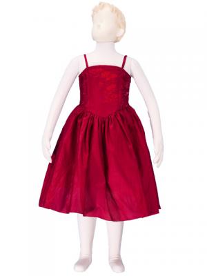 Hula Kids Shantung Dress with Lehua Embroidery / Red / Gp2r