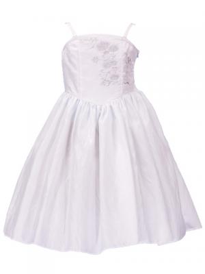 Hula Kids Shantung Dress with Lehua Embroidery / White / Gp2w