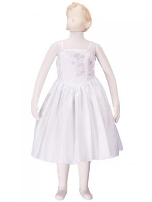 Hula Kids Shantung Dress with Lehua Embroidery / White / Gp2w