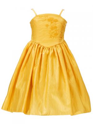Hula Kids Shantung Dress with Lehua Embroidery / Yellow / Gp2y