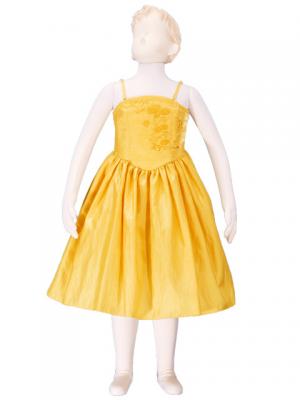 Hula Kids Shantung Dress with Lehua Embroidery / Yellow / Gp2y