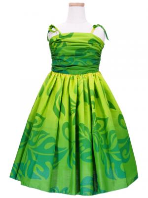 Hula Kids Midi Drape Keiki Dress / Green / Gp32gr