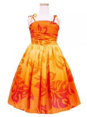 Hula Kids Midi Drape Keiki Dress / Orange / Gp32or