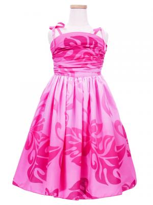 Hula Kids Midi Drape Keiki Dress / Pink / Gp32pi