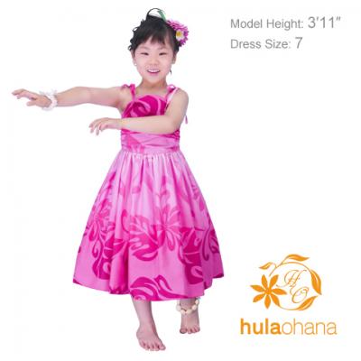 Hula Kids Midi Drape Keiki Dress / Pink / Gp32pi