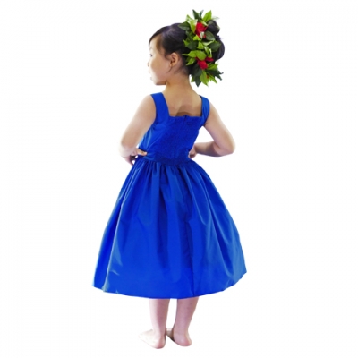 Hula Kids Midi Keiki Dress / Solid Royal Blue / Gp34rb