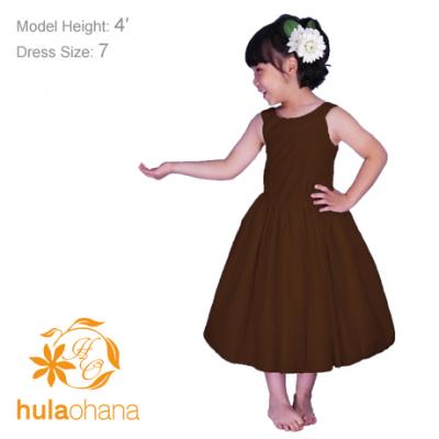 Hula Kids Midi Keiki Dress / Solid Brown / Gp34br