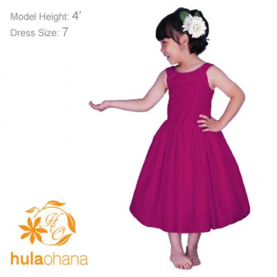 Hula Kids Midi Keiki Dress / Solid Deep Rose / Gp34dr