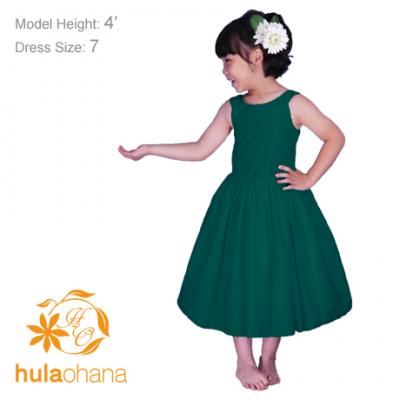 Hula Kids Midi Keiki Dress / Solid Green / Gp34gr