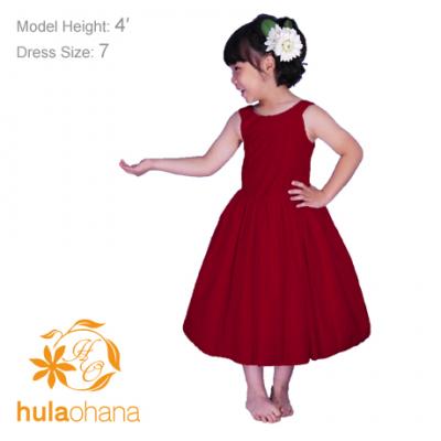 Hula Kids Midi Keiki Dress / Solid Red  / Gp34rd