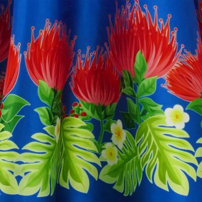 Hula Kids Shantung Dress with Lehua Print / Luxury Collection / Blue / Jp35bl
